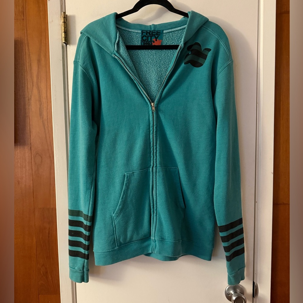 Free City Teal Zip Up Hoodie